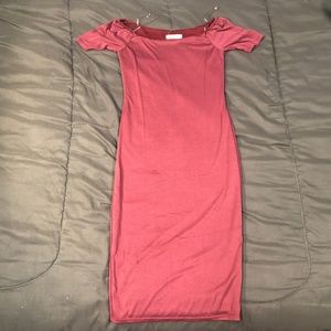 Mikey & Joey Burgundy Midi Dress